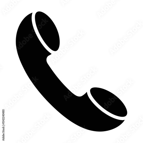 Telephone handset silhouette isolated on white background