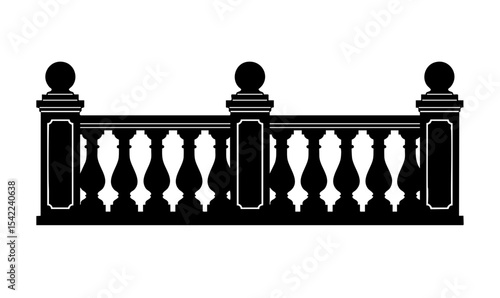 Ornate Balustrade Black SVG Vector Outline