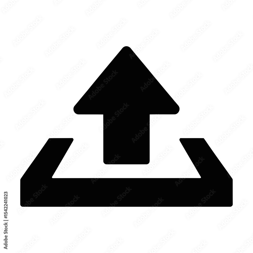 Upload icon silhouette isolated on white background Upload icon silhouette isolated on white background