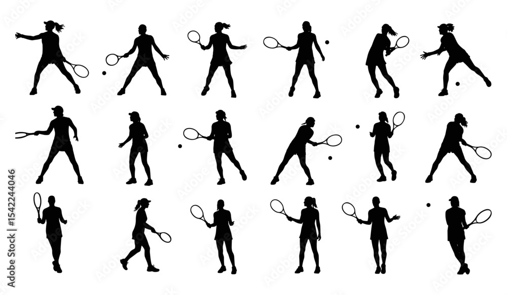 A Collection of Athletes in Various Game-Play Poses, Highlighting Serves, Returns, and Intense Rallies A Collection of Athletes in Various Game-Play Poses, Highlighting Serves, Returns, and Intense Rallies