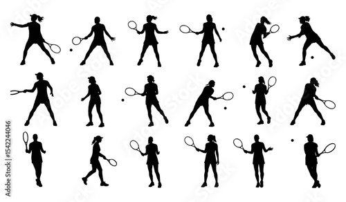 A Collection of Athletes in Various Game-Play Poses, Highlighting Serves, Returns, and Intense Rallies