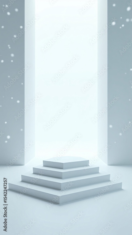 Obraz premium Vertical White Podium in Futuristic White Room