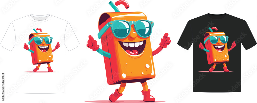 Fototapeta premium A juice box having a blast in summer heat t-shirt
