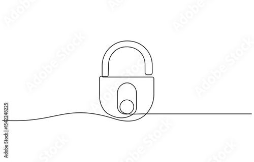 Continuous one line drawing of padlock. Single line drawing illustration set of office Lock, Vector illustration. One line padlock icon. Graphic illustration.