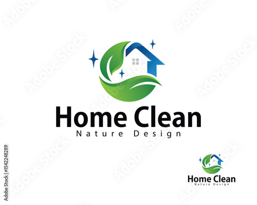 clean home logo creative nature leave soap clear service