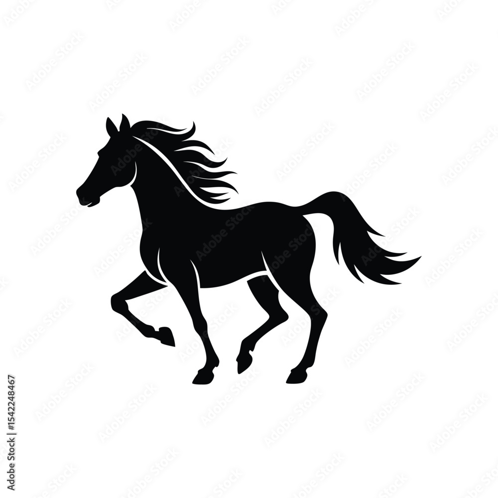 Black Silhouette Running Horse Vector Clipart Black Silhouette Running Horse Vector Clipart