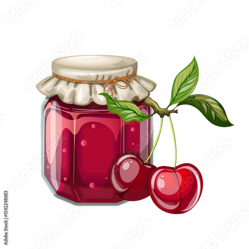 Jar of cherry jam