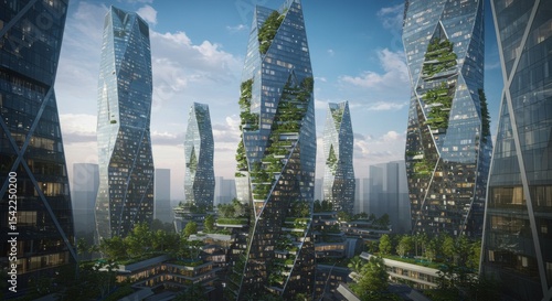 Fototapeta Naklejka Na Ścianę i Meble -  green city with green energy concept