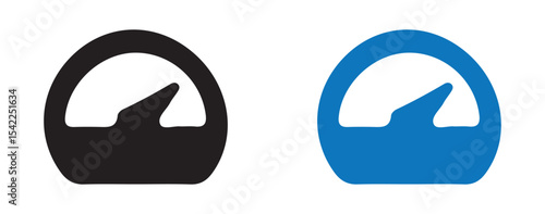 Minimal Speedometer Icons. Black and Blue Performance Gauge Set. Victor illustration eps 10