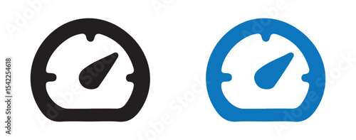 Minimal Speedometer Icons. Black and Blue Performance Gauge Set. Victor illustration eps 10
