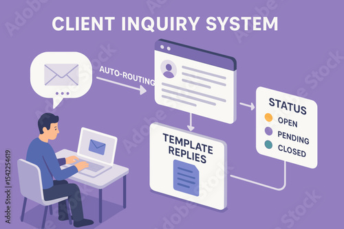 Digital client inquiry system workflow with automated features