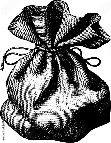 Vintage burlap sack texture in engraving style for rustic design and decoration