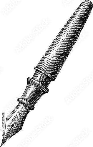 Vintage calligraphy pen engraving in classic artistic style for elegant writing and design