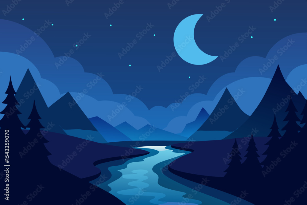 Fototapeta premium night landscape with mountains