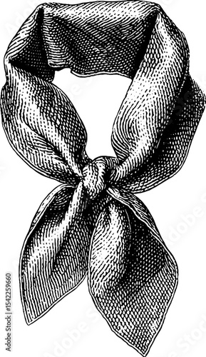 Elegant cravat in vintage engraving and pencil sketch style for fashion design and historical themes
