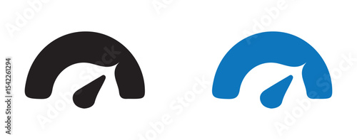 Minimal Speedometer Icons. Black and Blue Performance Gauge Set. Victor illustration eps 10