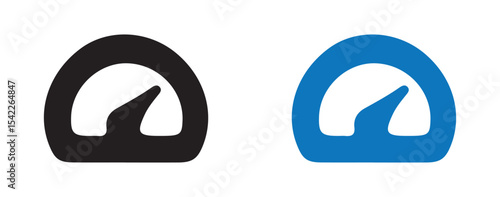 Minimal Speedometer Gauge Icons. Black and Blue Semi-Circle Dial Design. Victor illustration eps 10