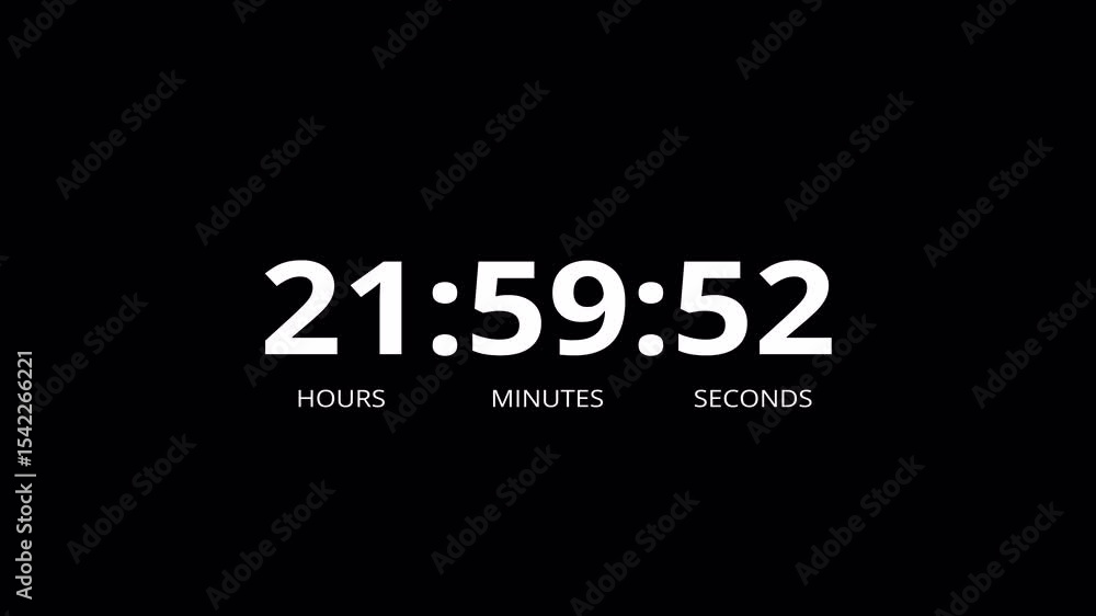 One day countdown timer animation in one minute, twenty four hours ...