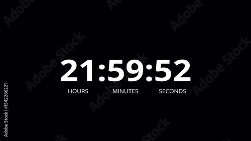 One day countdown timer animation in one minute, twenty four hours timer animation in sixty seconds with transparent background, Countdown in 4k.	