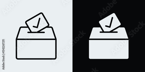 Referendum icon. Ballot box and ballot paper with envelope