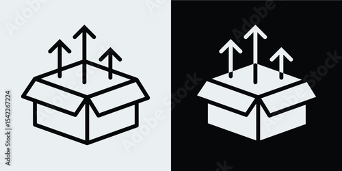 Product releasing icon. Unbox released symbol