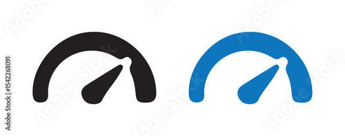 Minimal Speedometer Gauge Icons. Black and Blue Semi-Circle Dial Design. Victor illustration eps 10