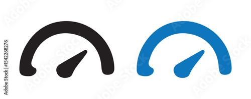 Minimal Speedometer Gauge Icons. Black and Blue Semi-Circle Dial Design. Victor illustration eps 10