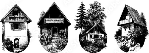 Charming alpine chalets and balconies collection for rustic design