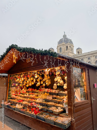 Photography Vienna Christmas Market Stall With Kunsthistorisches Museum