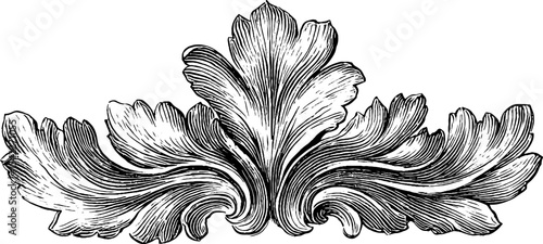 Elegant baroque floral design with repeating leaf motif for decorative patterns
