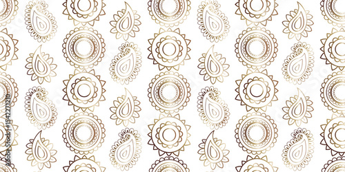 opulent mehndi inspired seamless design with intricate golden ethnic ornaments ideal for spiritual themes high-end fashion and elegant decor