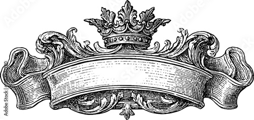 Elegant beaded label frame with ornate crown and dotted oval crest for vintage design