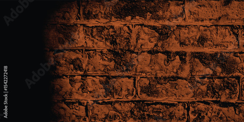 Aged and cracked wall surface in a deep reddish-brown, offering a detailed study of material degradation and natural wear with a shadow.
