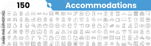 Set of 150 outline accommodations icons. Vector illustration