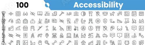 Set of 100 outline accessibility icons. Vector illustration
