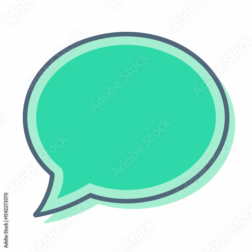 Teal Speech Bubble Icon with Double Outline for Chatting and Communication