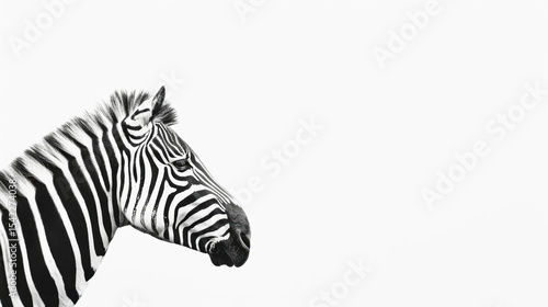 Minimalist zebra profile in black and white lines contrasts boldly with the white wallpaper space.
