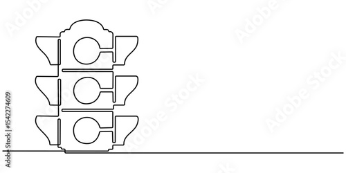 One line drawing of a traffic light, Light traffic one line continuous. Light traffic line art. Hand drawn vector art, Continuous one line drawing of traffic lights with poles to regulate vehicle.