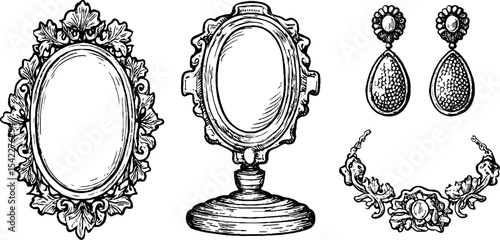 Vintage etruscan earrings and louis xvi mirror design for antique jewelry lovers