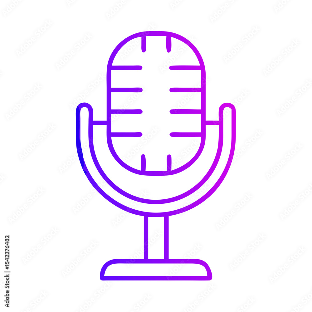Retro microphone illustration in minimal style with gradient colors Retro microphone illustration in minimal style with gradient colors