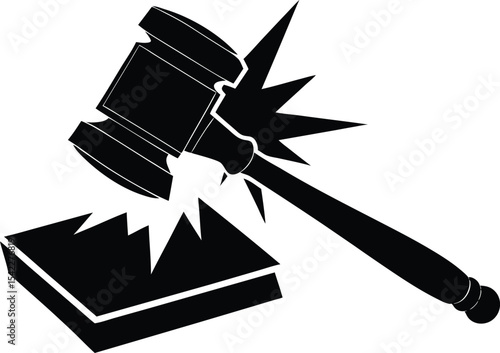Striking judge s gavel silhouette illustration