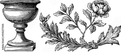 Elegant floral garland and venetian glass design for decorative art and craft