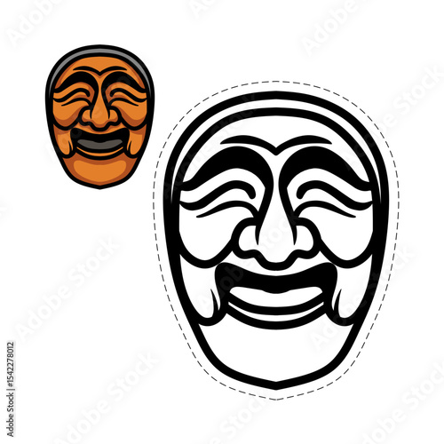 Cute Korean culture vector set featuring girls in hanbok, traditional food, gayageum, hanok house, mask, and soju. Perfect for education, decoration, festivals, and cultural designs