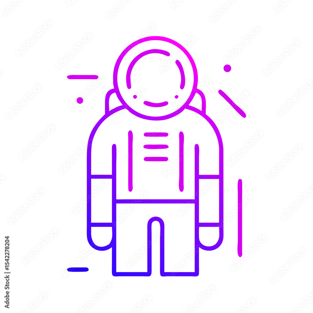 Fototapeta premium Astronaut in futuristic suit with pink and purple outline design
