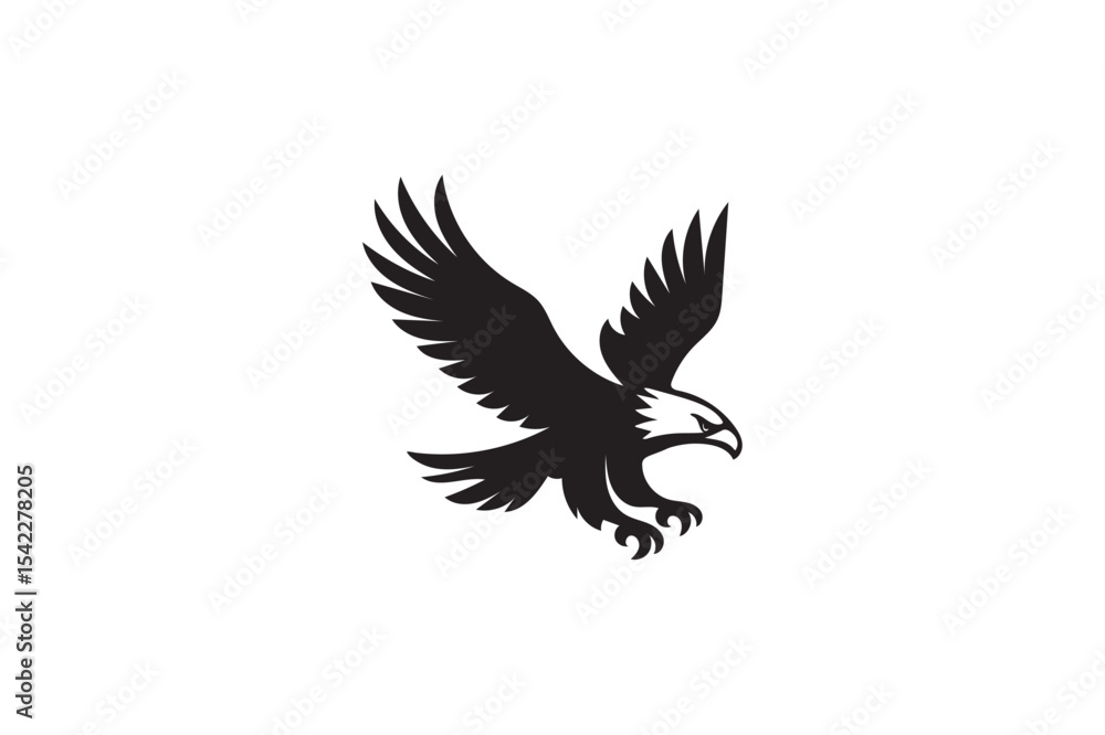 Obraz premium Flying Eagle silhouette on white background.01