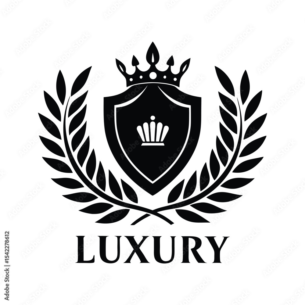 Obraz premium Luxury Brand Logo Design with Crown and Laurel Wreath
