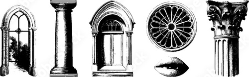 Intricate gothic architecture elements for decorative design and inspiration