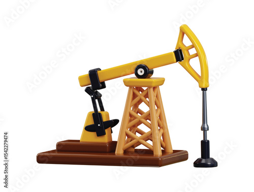  Oil pump jack icon 3d render concept of fuel drilling oil pump jack petroleum extraction technology icon vector illustration