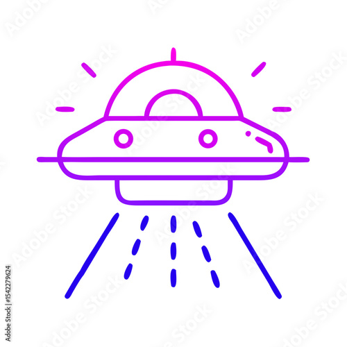 Colorful UFO illustration with beams and glowing effects  