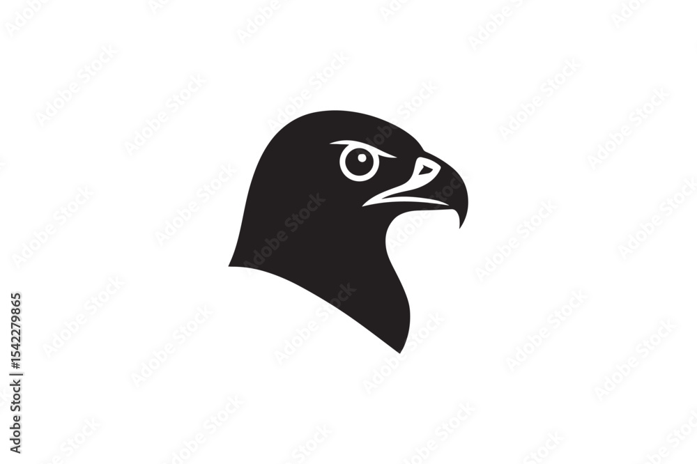 Fototapeta premium Hawk Head silhouette on white background.01